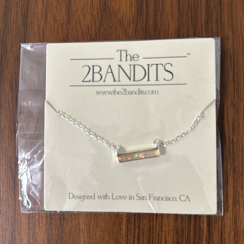 2 Bandits NEW! Athens opal bar necklace
